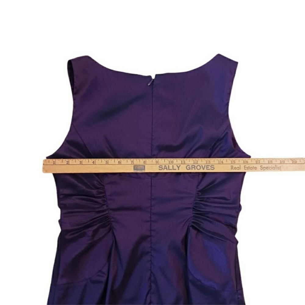 Tailored Sheath Dress Knee Length Cinched Pleated Sleeveless Lined Purple Size 6 - Picture 12 of 14